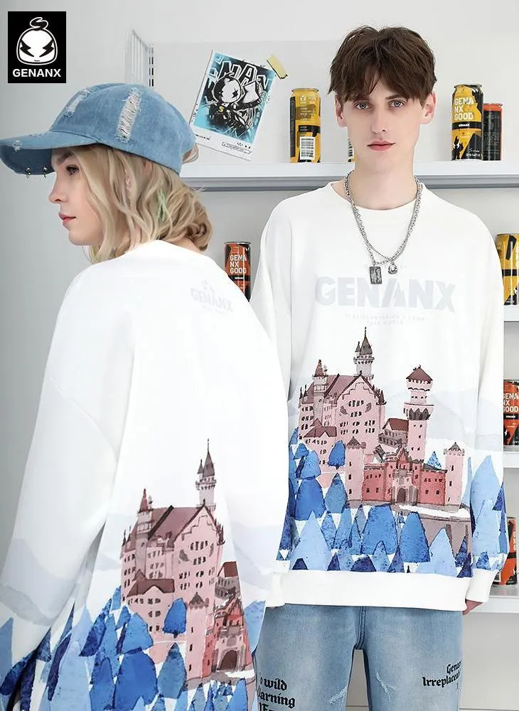 White Castle Print Crew Neck Sweatshirt