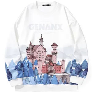 White Castle Print Crew Neck Sweatshirt