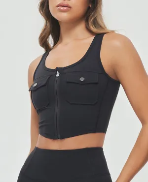 Zip Front Cargo Tank - Black