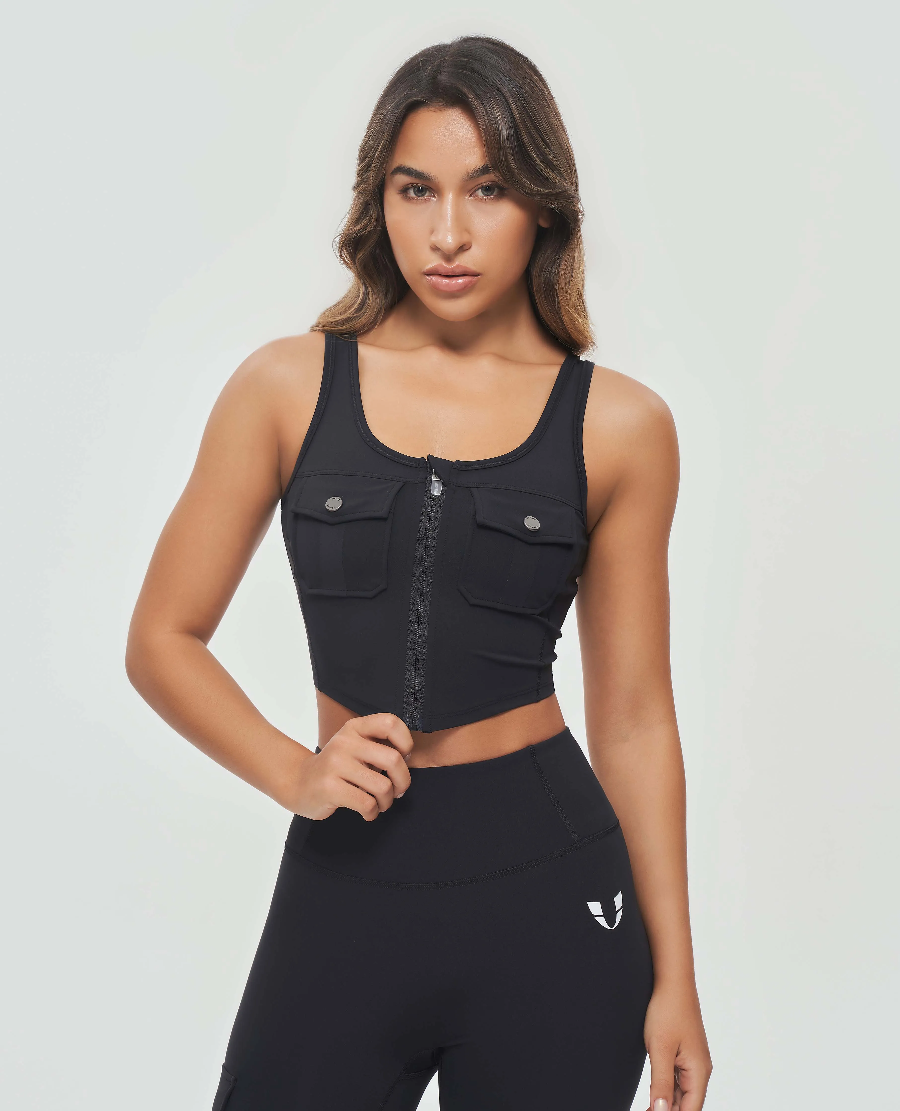 Zip Front Cargo Tank - Black
